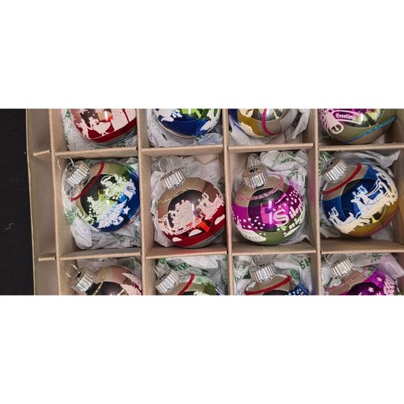 Christopher Radko Shiny Brite 1940s Stenciled Flocked Design Christmas Ornaments - Picture 4 of 8